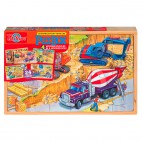 0990 Dřevěné puzzle 96 dílků Stavba
