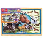 Dřevěné puzzle 96 dílků Koně